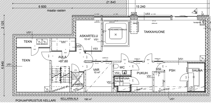 Hokkasentie pohjakuva kellarikerros